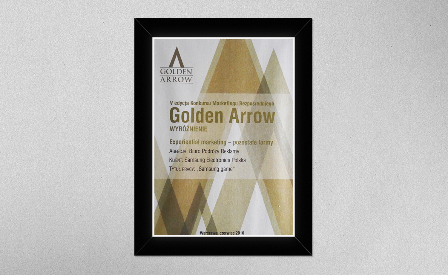 Award in the Golden Arrow competition
